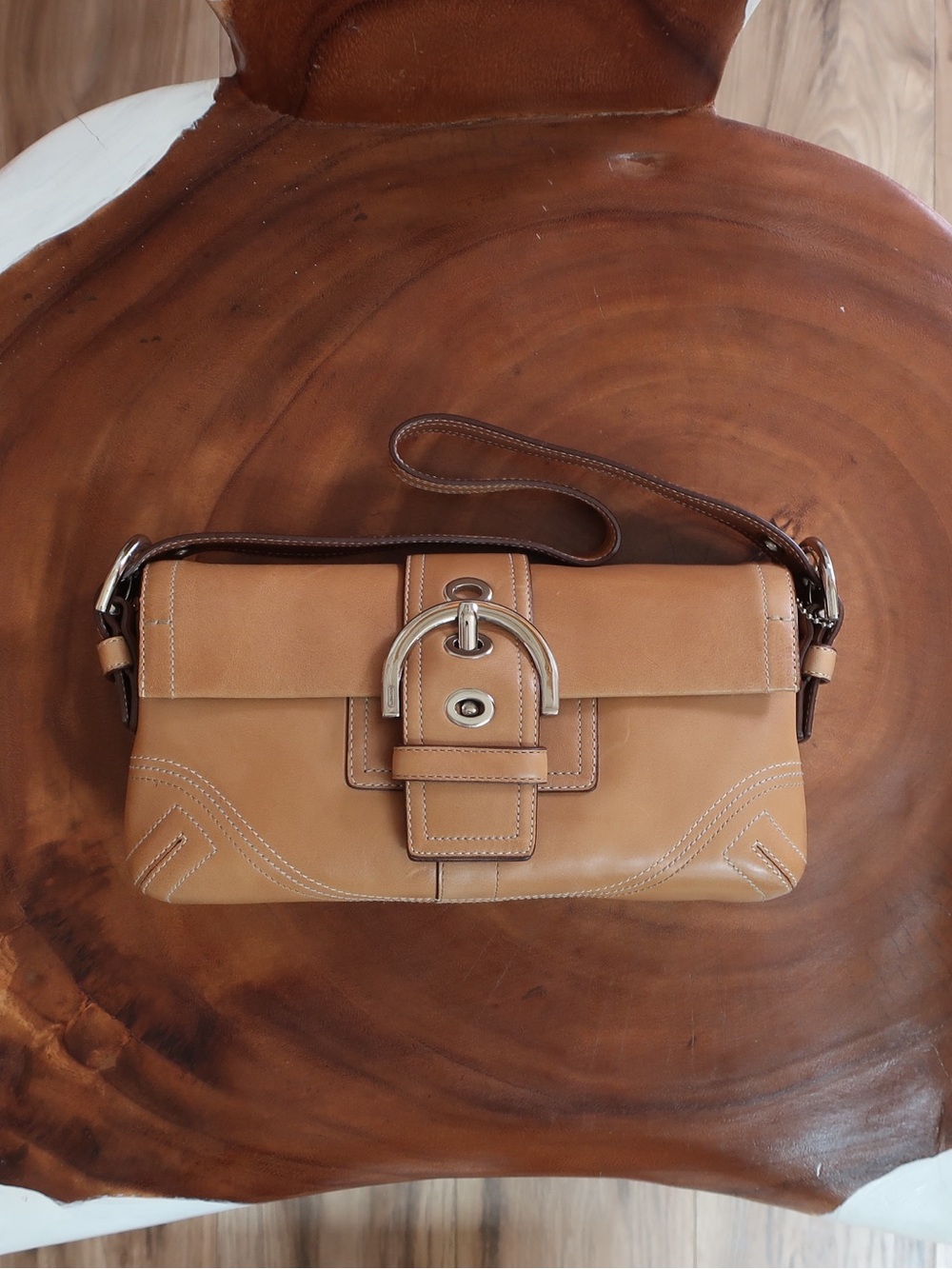 Coach Vintage Soho Buckle Small Flap in Tan